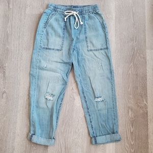 Aerie Chambray Distressed Pants